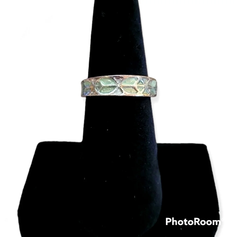 3/$30 Green Enamel Peace Sign Open Ring
